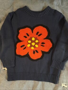 Kenzo Navy Kids Sweater Orange Flower